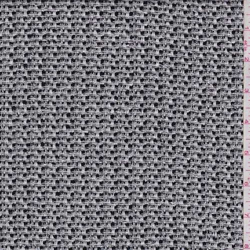 3 3/4 YD PC-White/Black/Silver Wool Blend Boucle Fabric