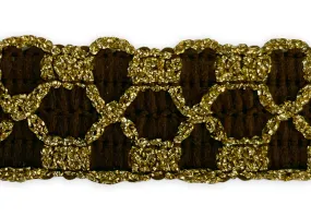 7/8" Chocolate & Gold Metallic Trim (Made in France)