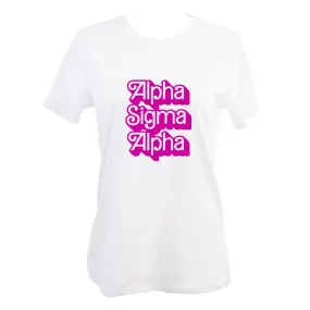 Alpha Sigma Alpha T-Shirt- Retro Dolly Sorority Name Design, Relaxed Fit