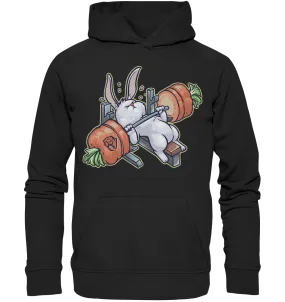 Benchpressing white bunny Hoodie (EU)