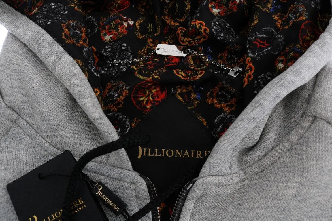 Billionaire Italian Couture Gray Cotton Hooded Sweatsuit