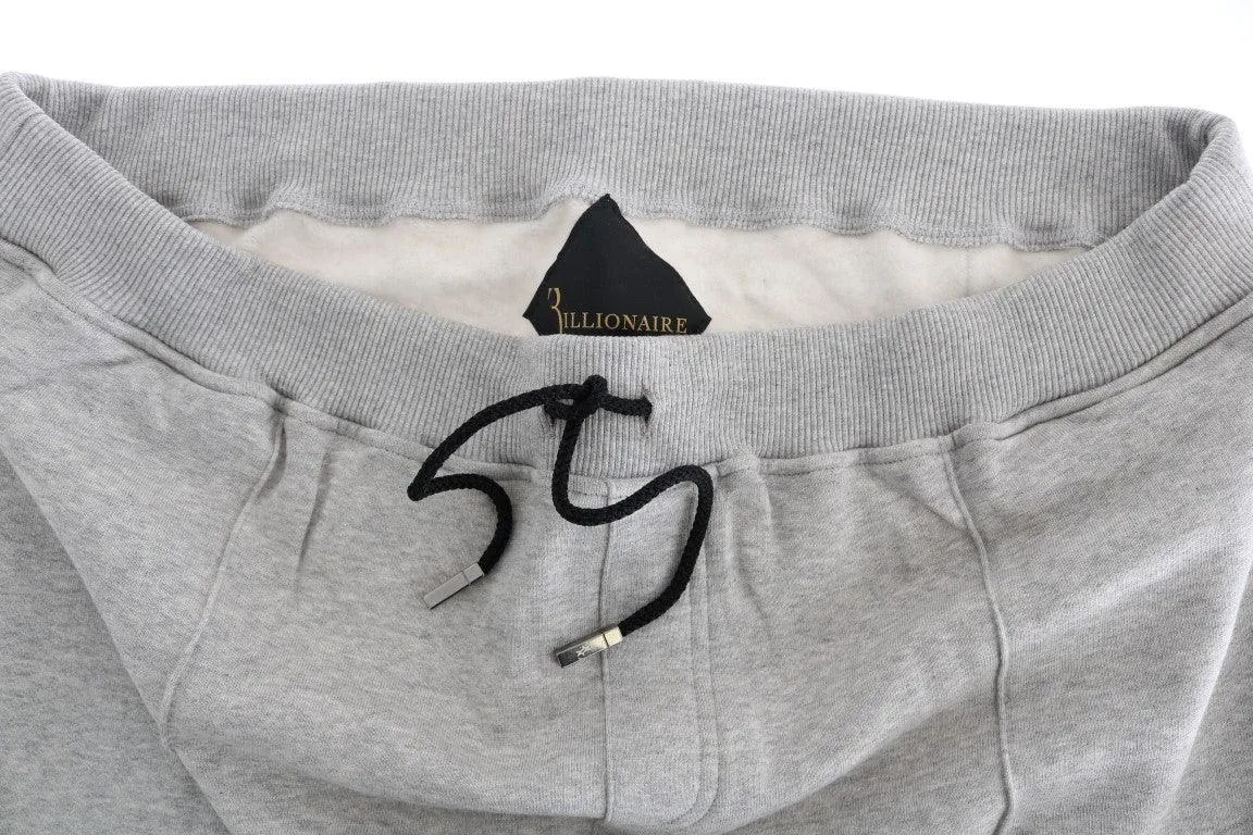 Billionaire Italian Couture Gray Cotton Hooded Sweatsuit