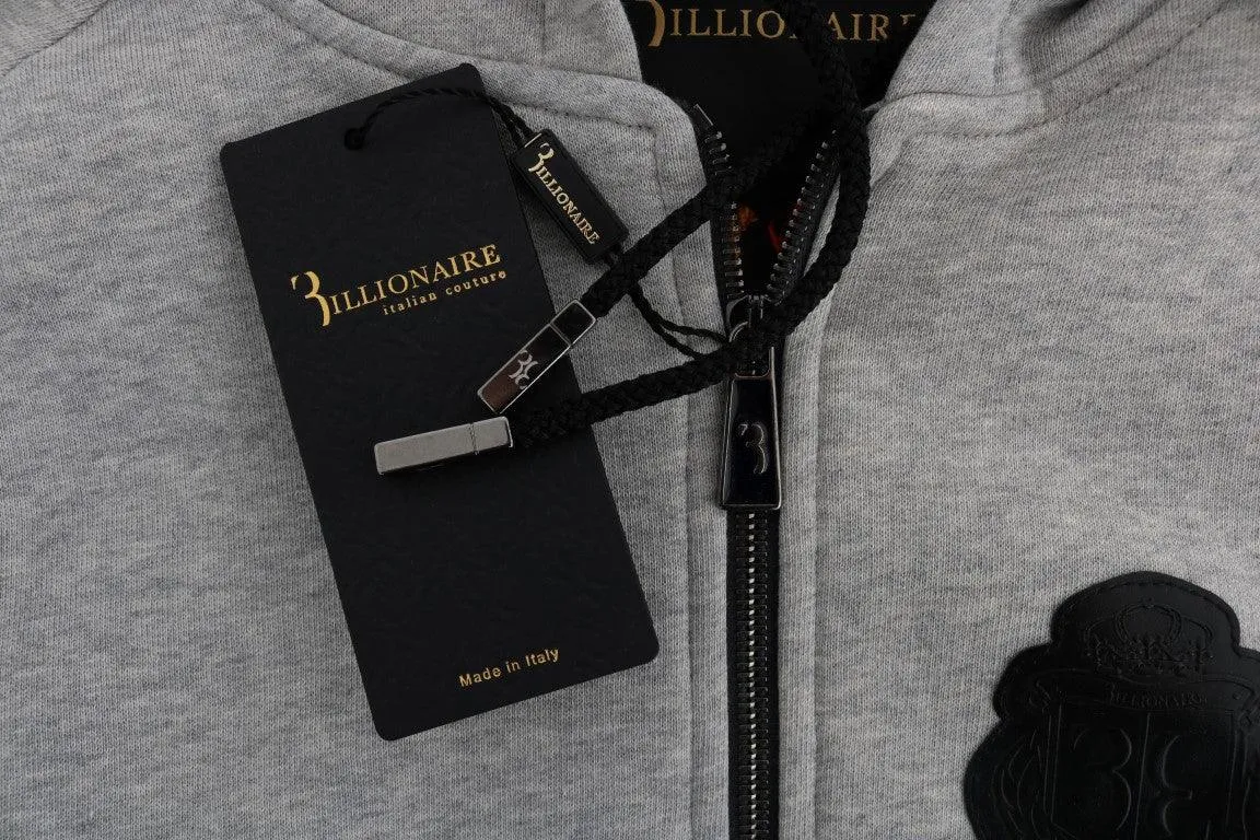 Billionaire Italian Couture Gray Cotton Hooded Sweatsuit