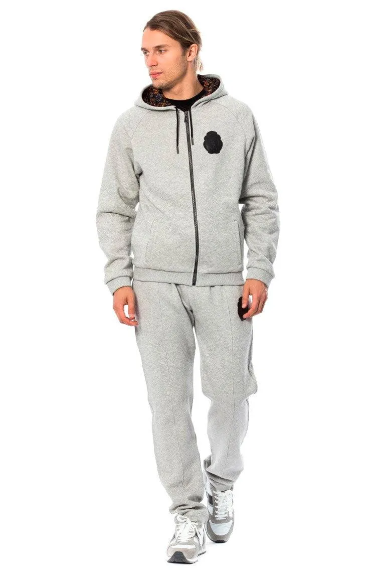 Billionaire Italian Couture Gray Cotton Hooded Sweatsuit