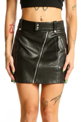 Black Faux Leather Mini Skirt