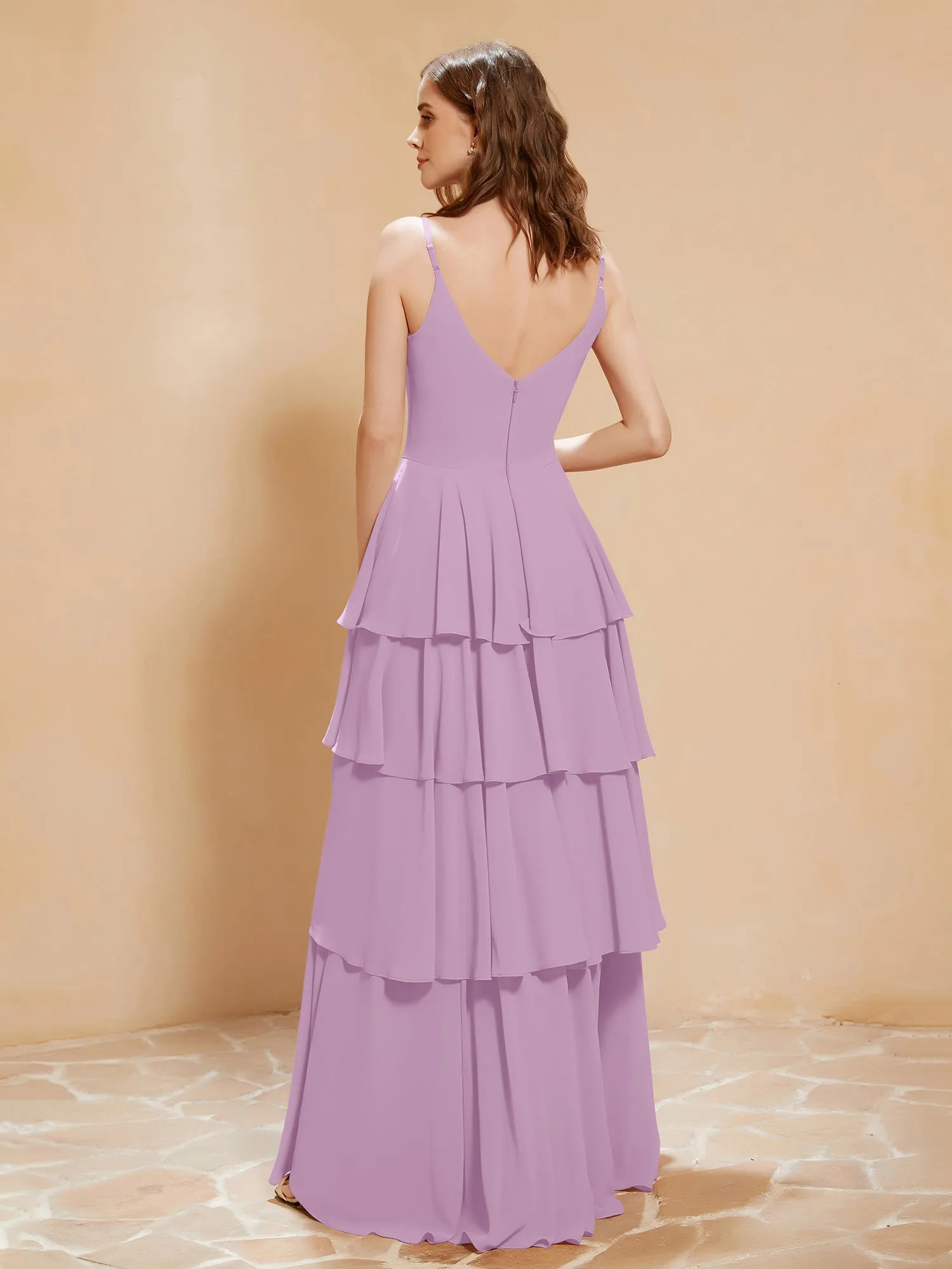 Boho V-neck Floor-length Dress Flowy Ruffles Wisteria Plus Size