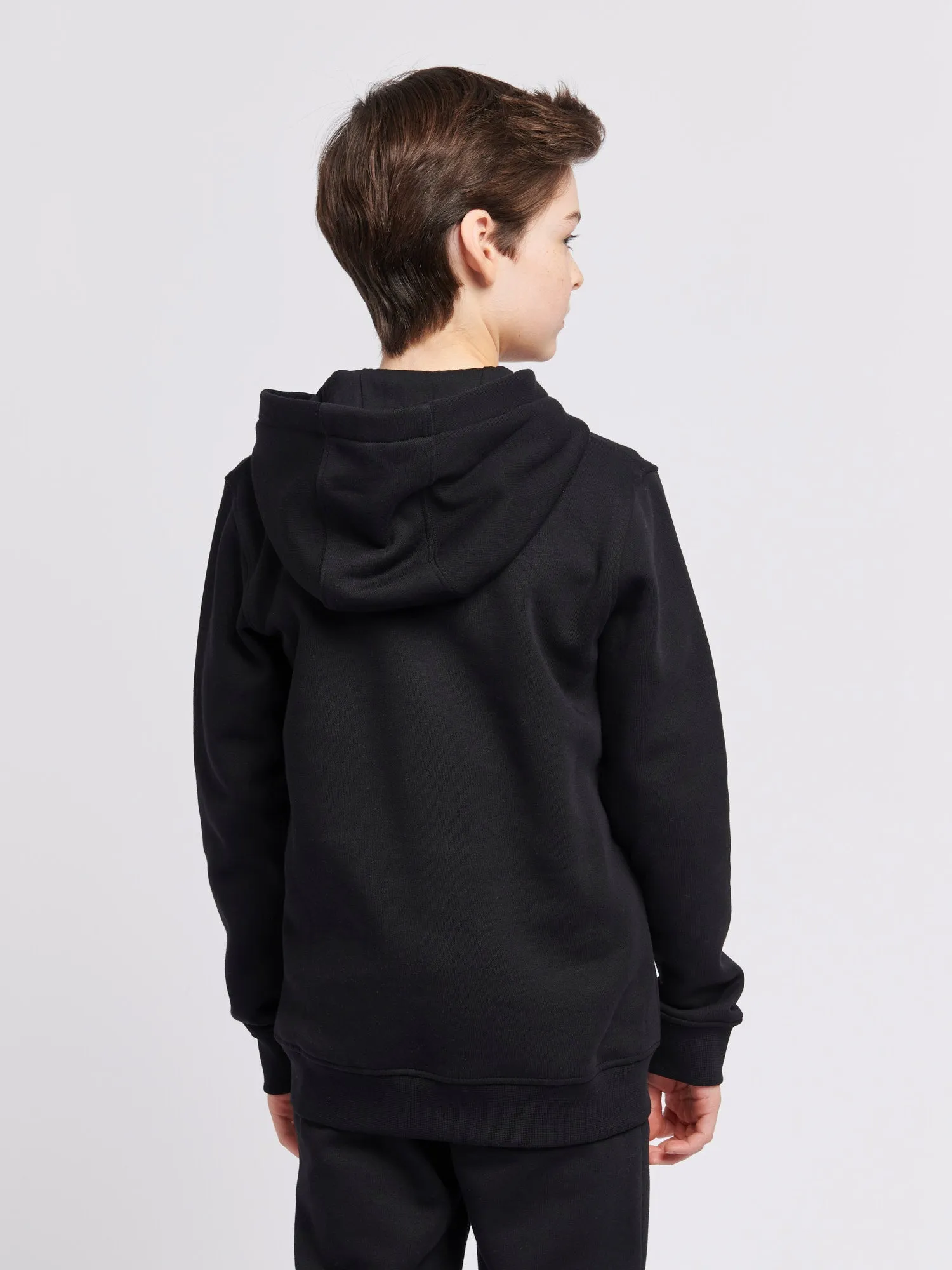 Boys Double Horsemen Zip Hoodie in Black Bright White DHM