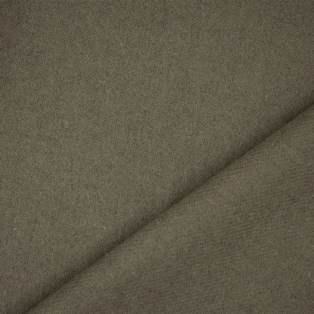 Brown Wool Polyester Blend Solid Twill Woven Jacketing Fabric