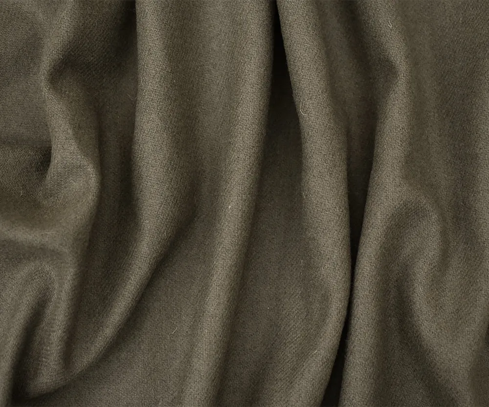 Brown Wool Polyester Blend Solid Twill Woven Jacketing Fabric