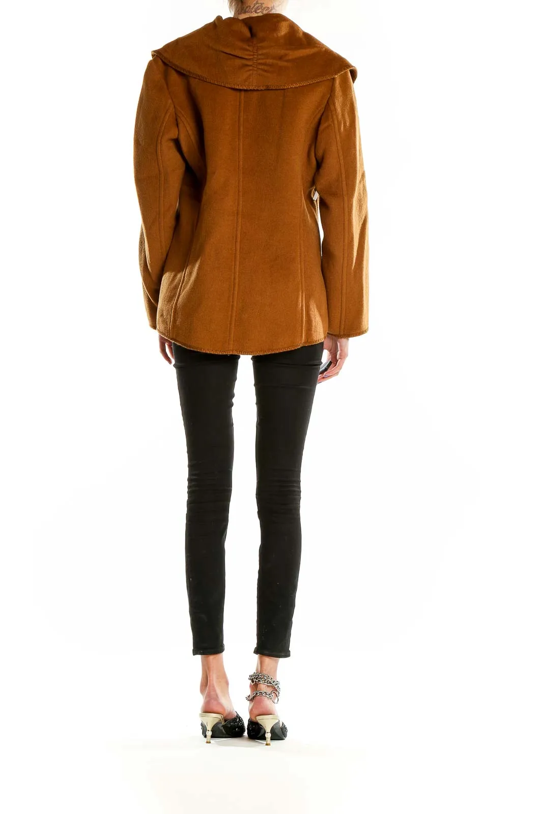 Camel Asymmetrical Button-Front Coat