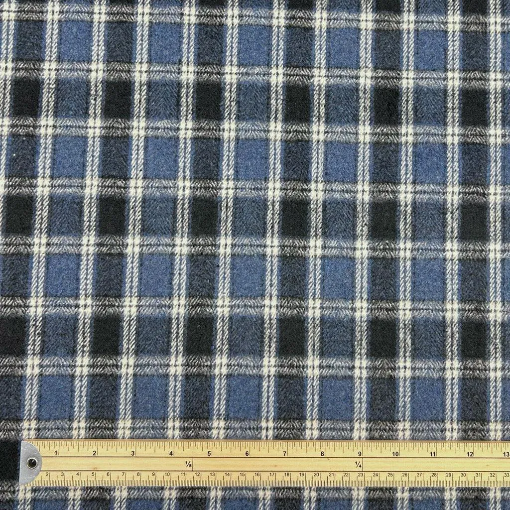 Check Squares Wool Blend Fabric