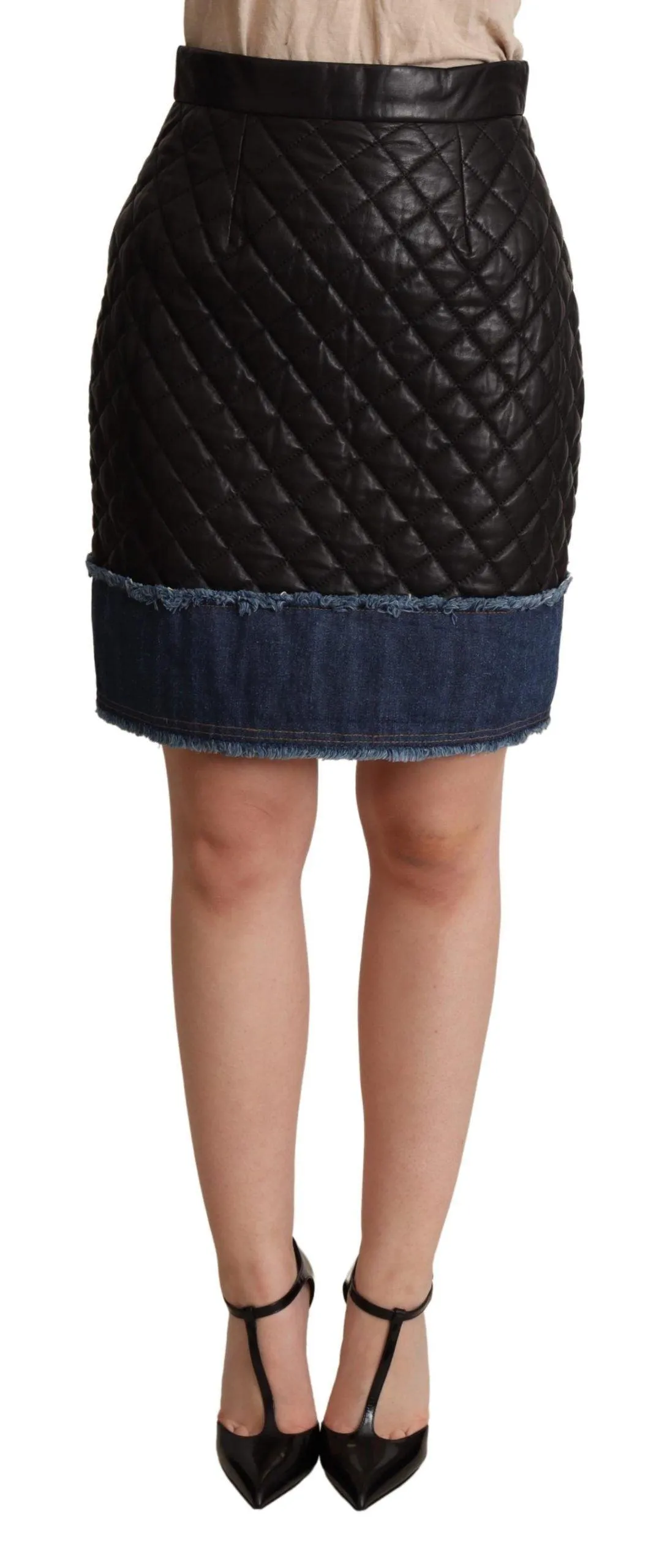 Dolce & Gabbana Black Quilted Leather Mini Skirts