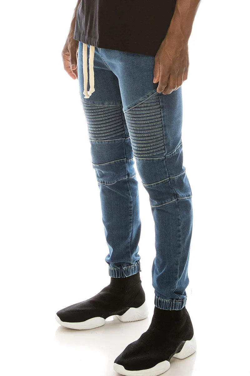 Essential Biker Denim Jogger Pants