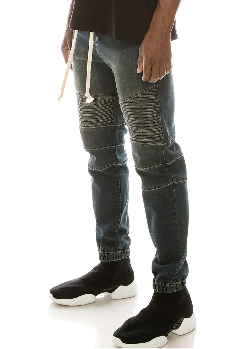 Essential Biker Denim Jogger Pants