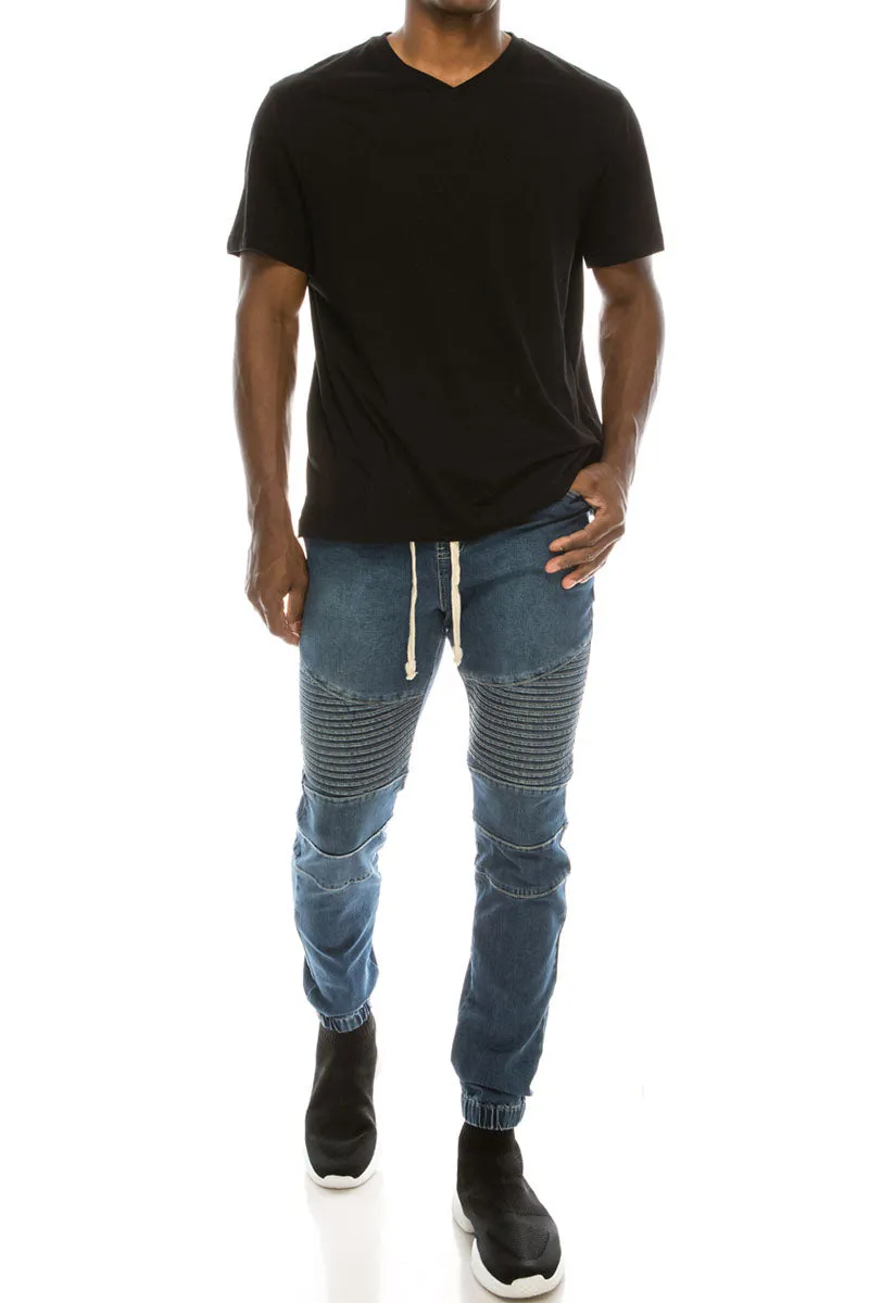 Essential Biker Denim Jogger Pants