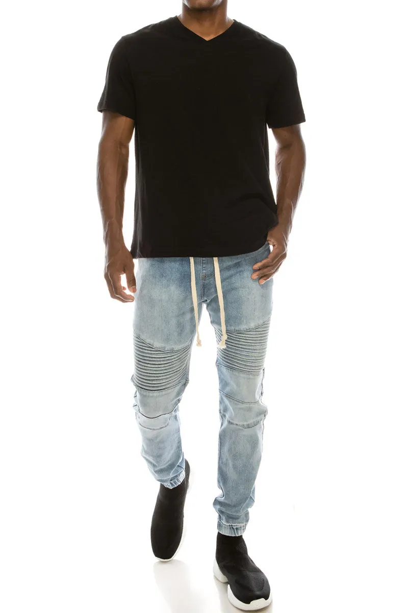 Essential Biker Denim Jogger Pants