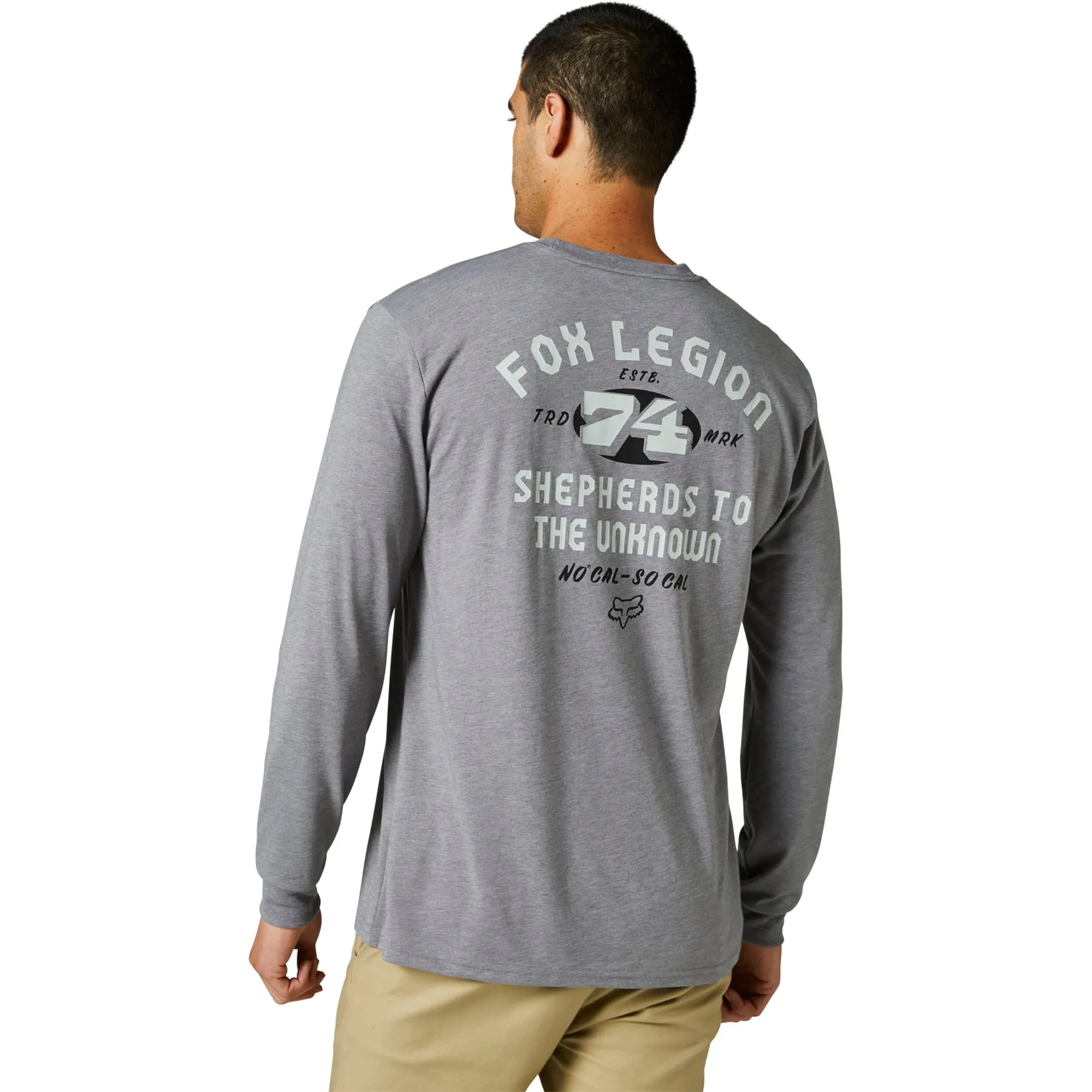 Fox Racing  Mens Heather Graphite At Bay Tech Tee T-Shirt Long Sleeve TruDri