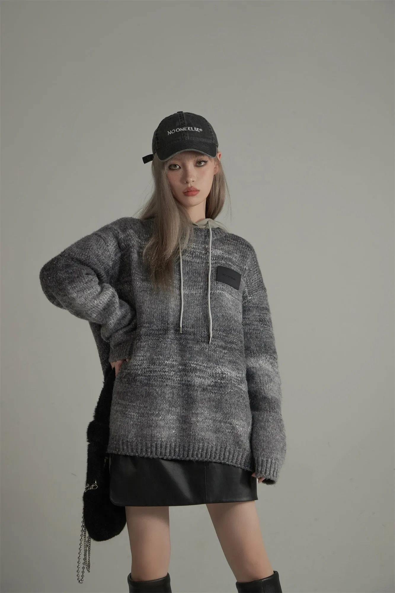 Grey Gradient Knit Sweater