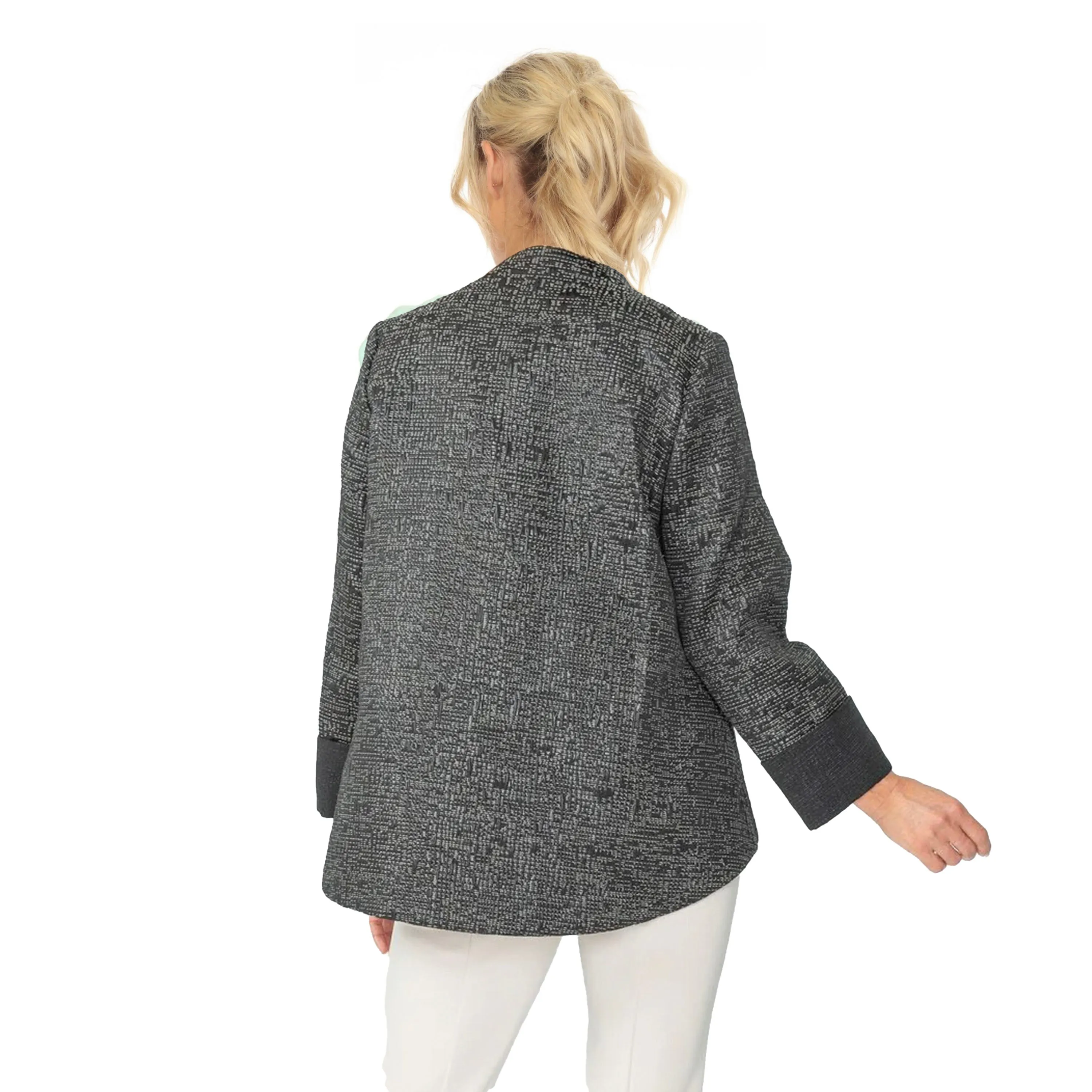 IC Collection Metallic Tweed Asymmetric Jacket  6687J