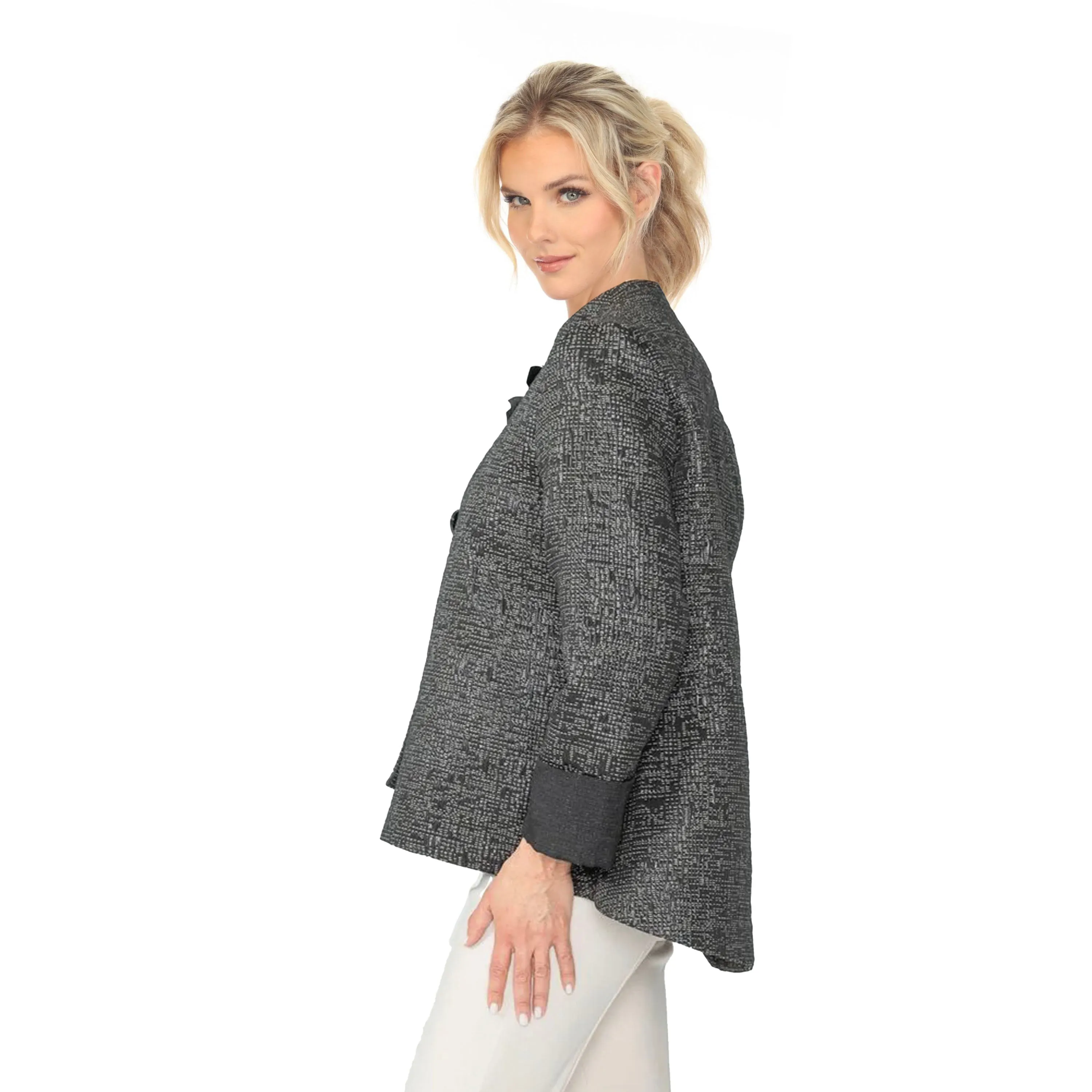 IC Collection Metallic Tweed Asymmetric Jacket  6687J