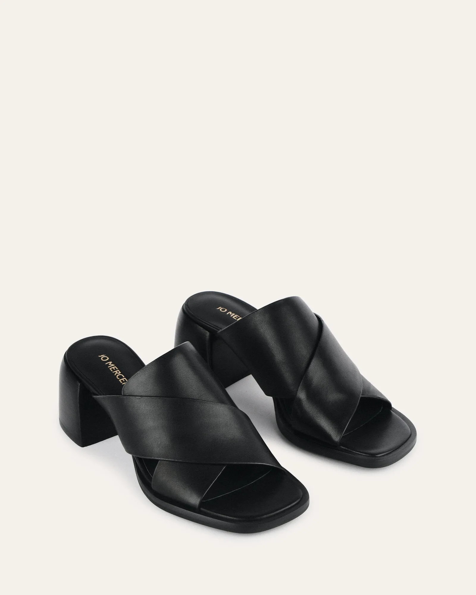 IOWA MID HEEL SANDALS BLACK LEATHER