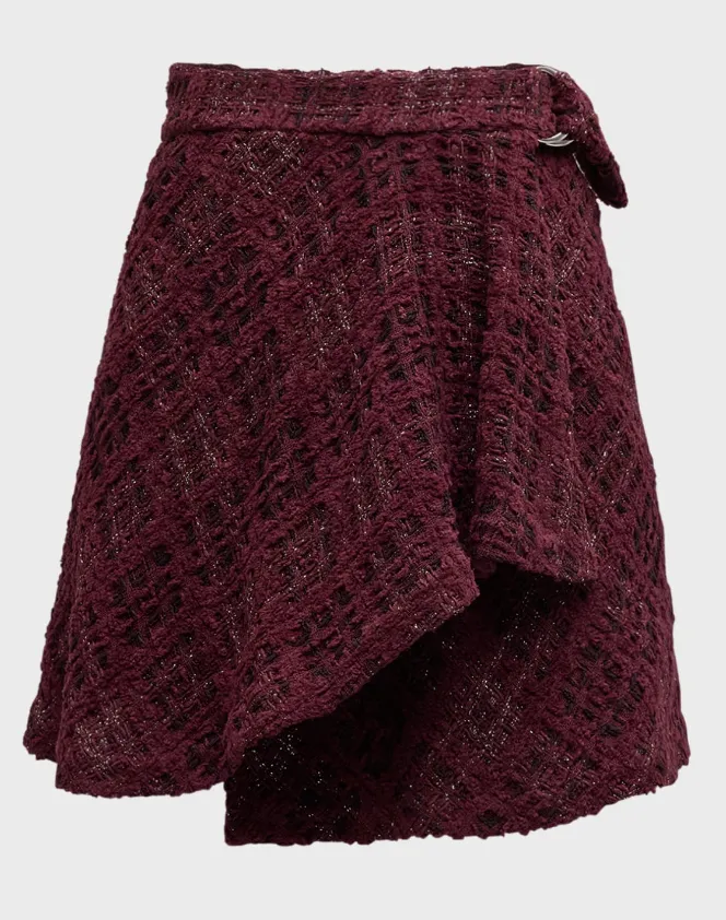 IRO Solfin Belted Skirt Burgundy