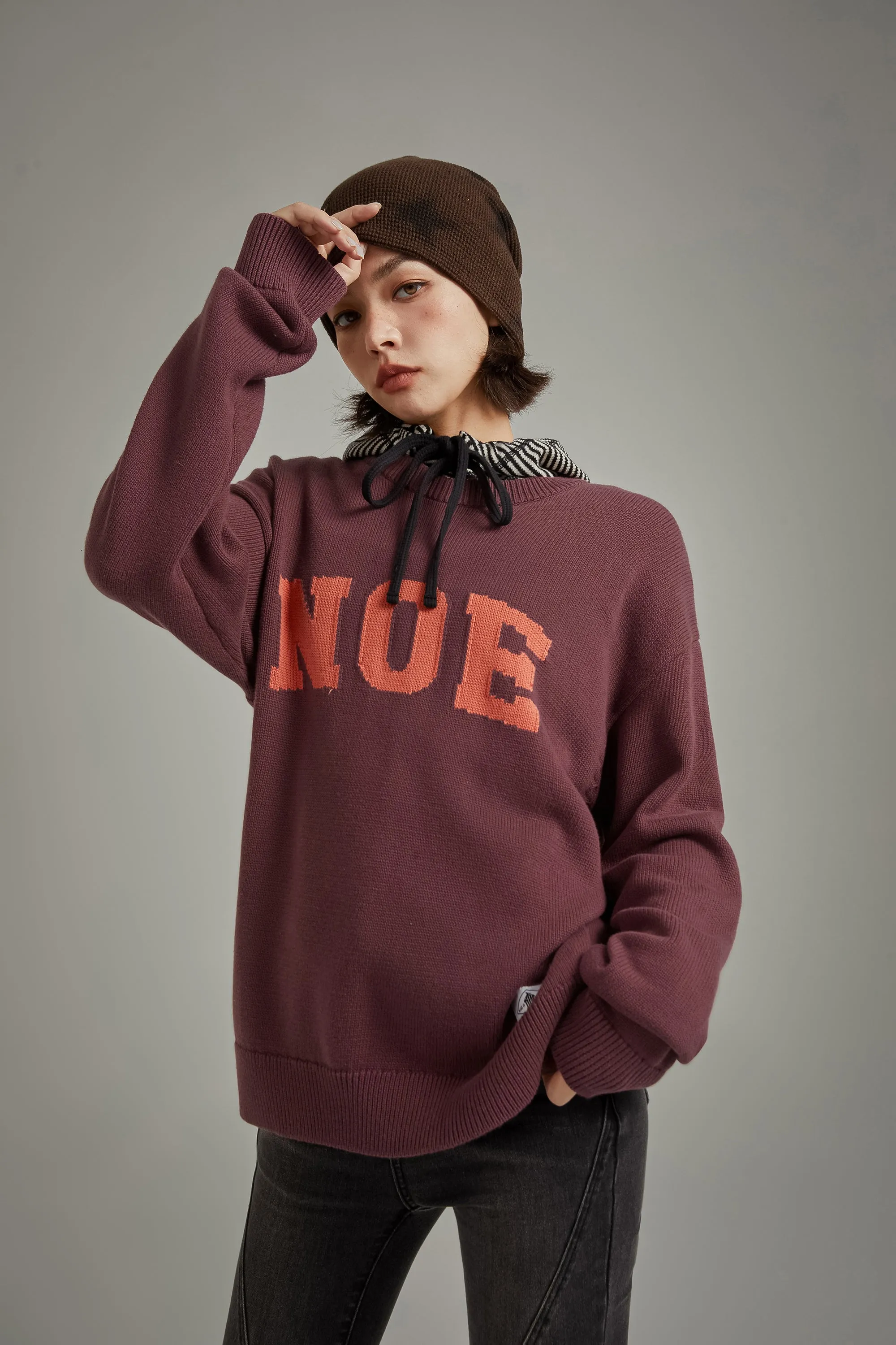 Lettering Loose Knit Sweater