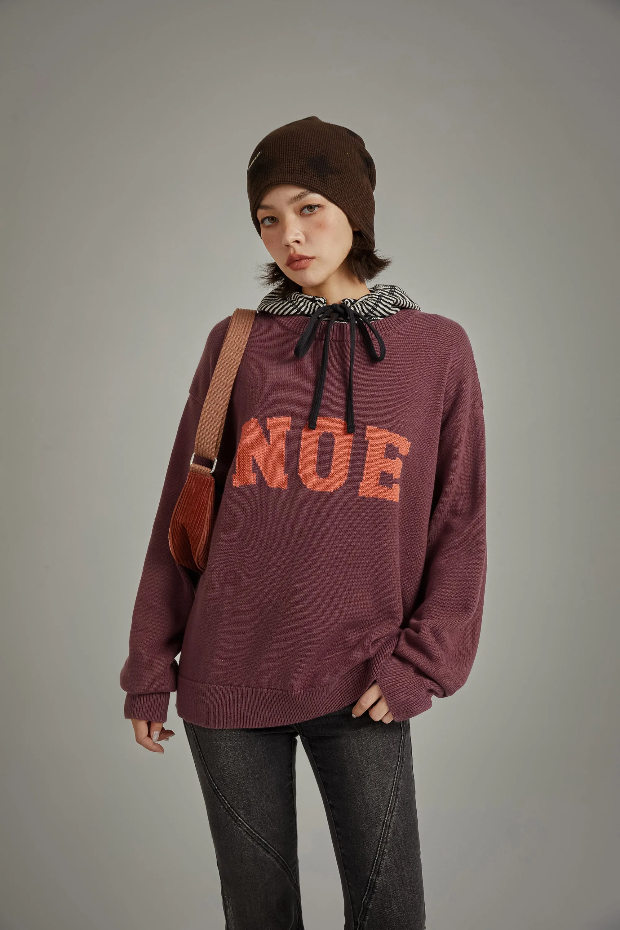 Lettering Loose Knit Sweater