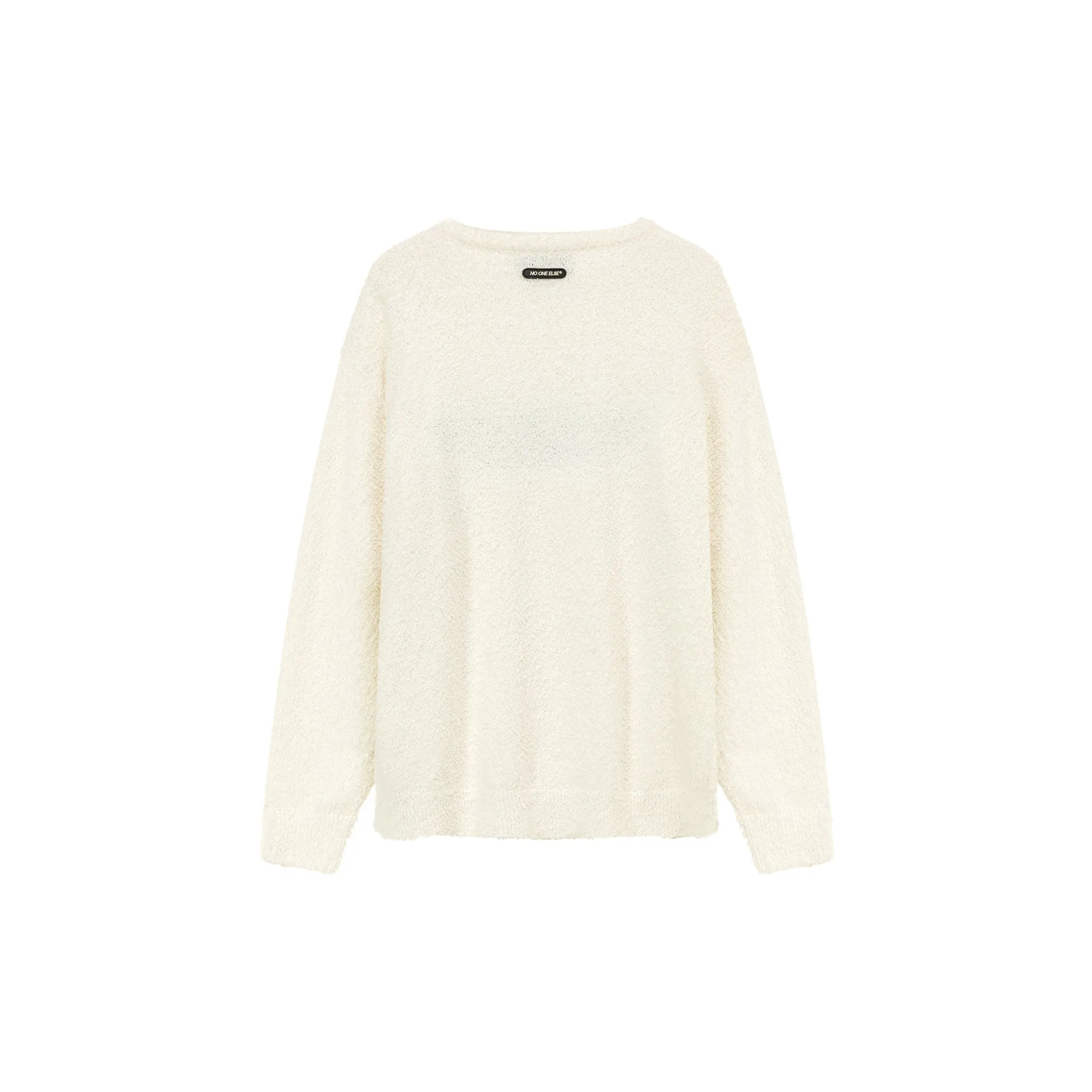 Logo Shoulder Split Loose Knit Sweater