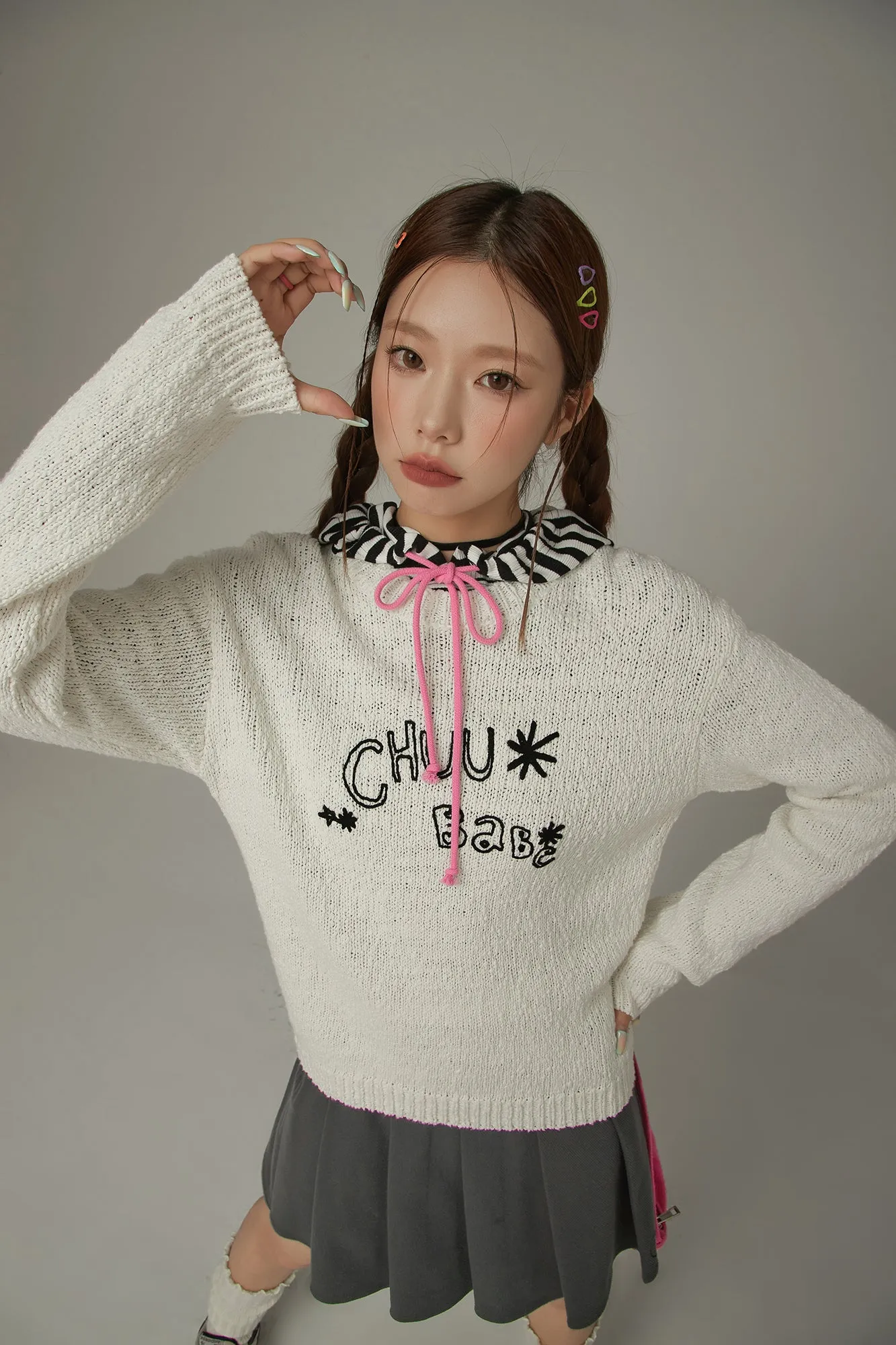 Macaron Color Logo Knit Sweater