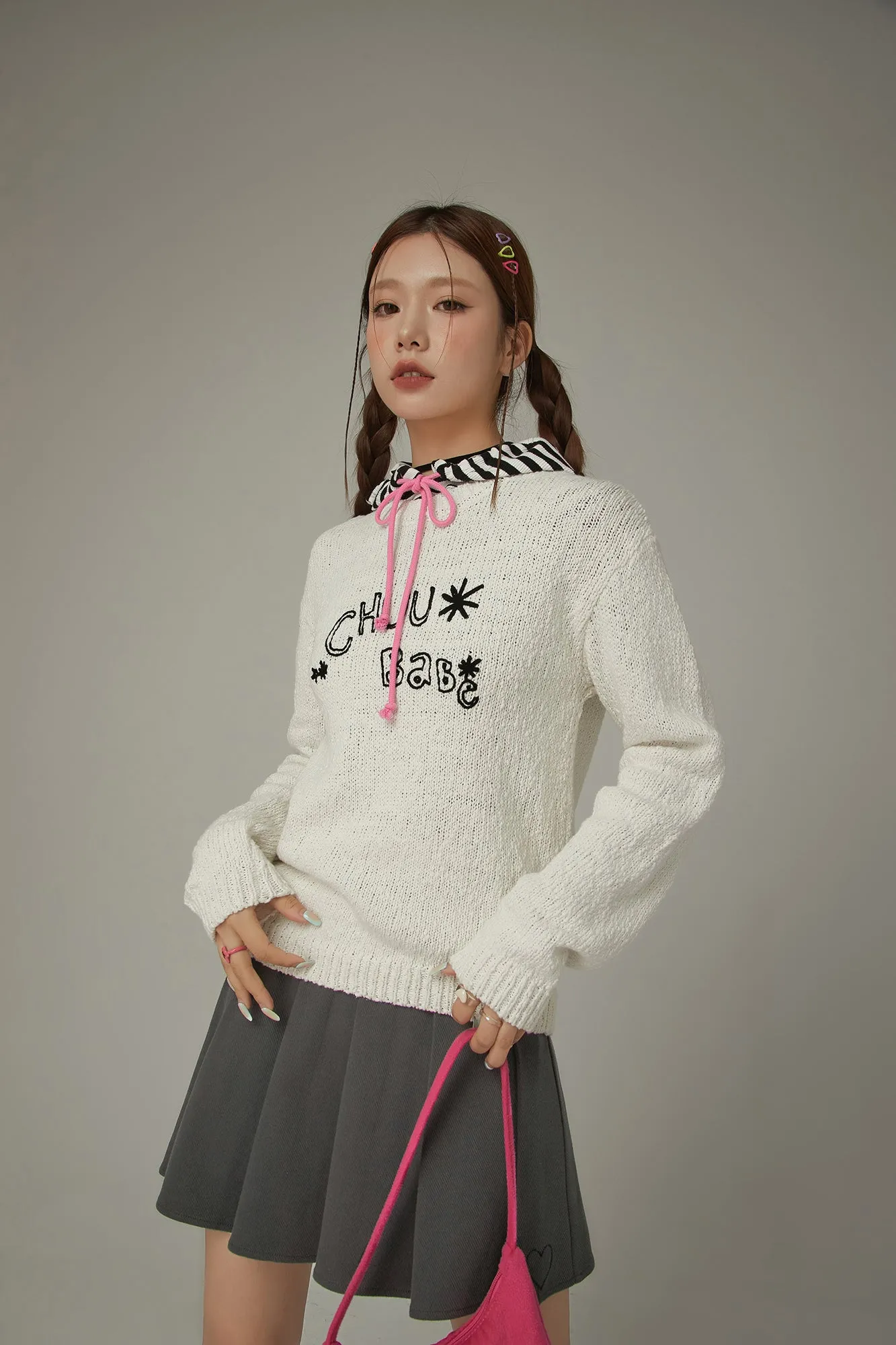 Macaron Color Logo Knit Sweater