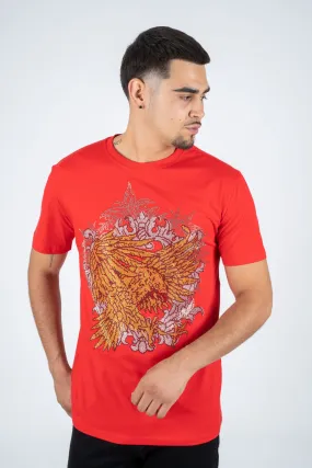 Men's Cotton Red Rhinestone T-shirt