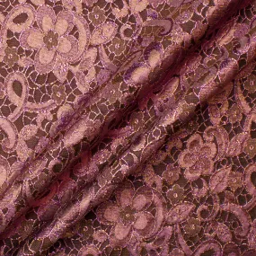 Metallic Pink & Brown Floral Lace Brocade (A 3.20m Piece)