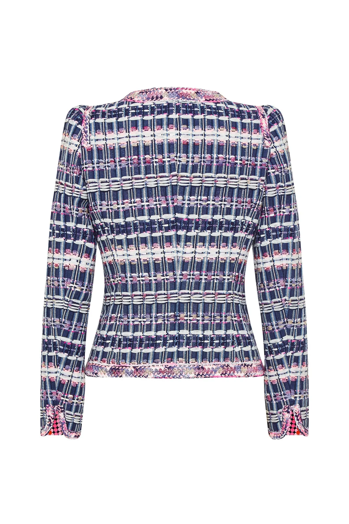 Metallic Tweed Jacket - Pink   Navy