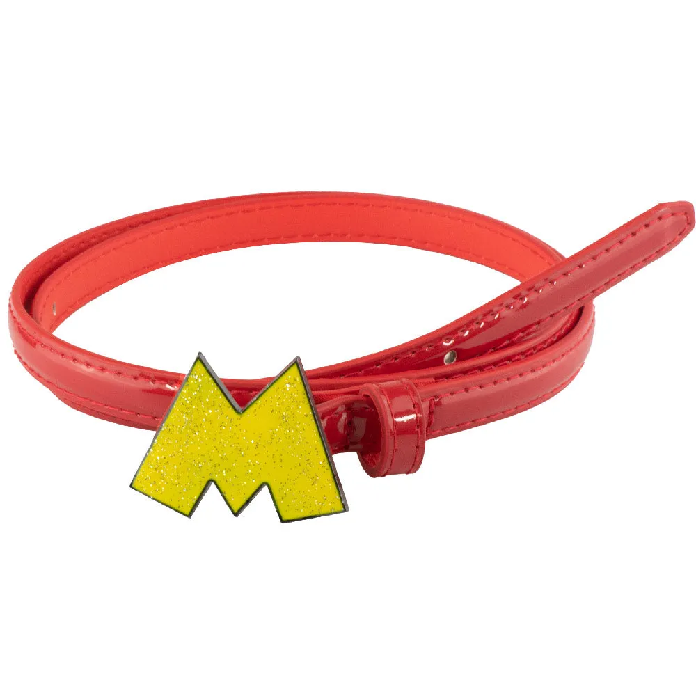 Mickey Mouse Glitter M Cast Buckle - Red Patent PU Strap Belt