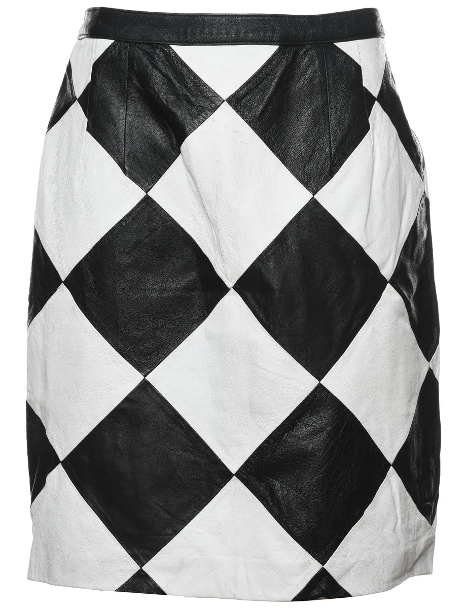 Monochrome Leather Skirt - M