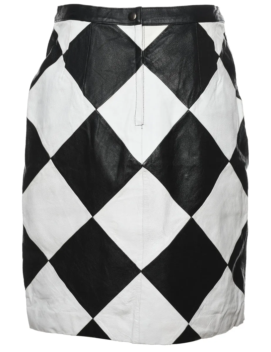 Monochrome Leather Skirt - M