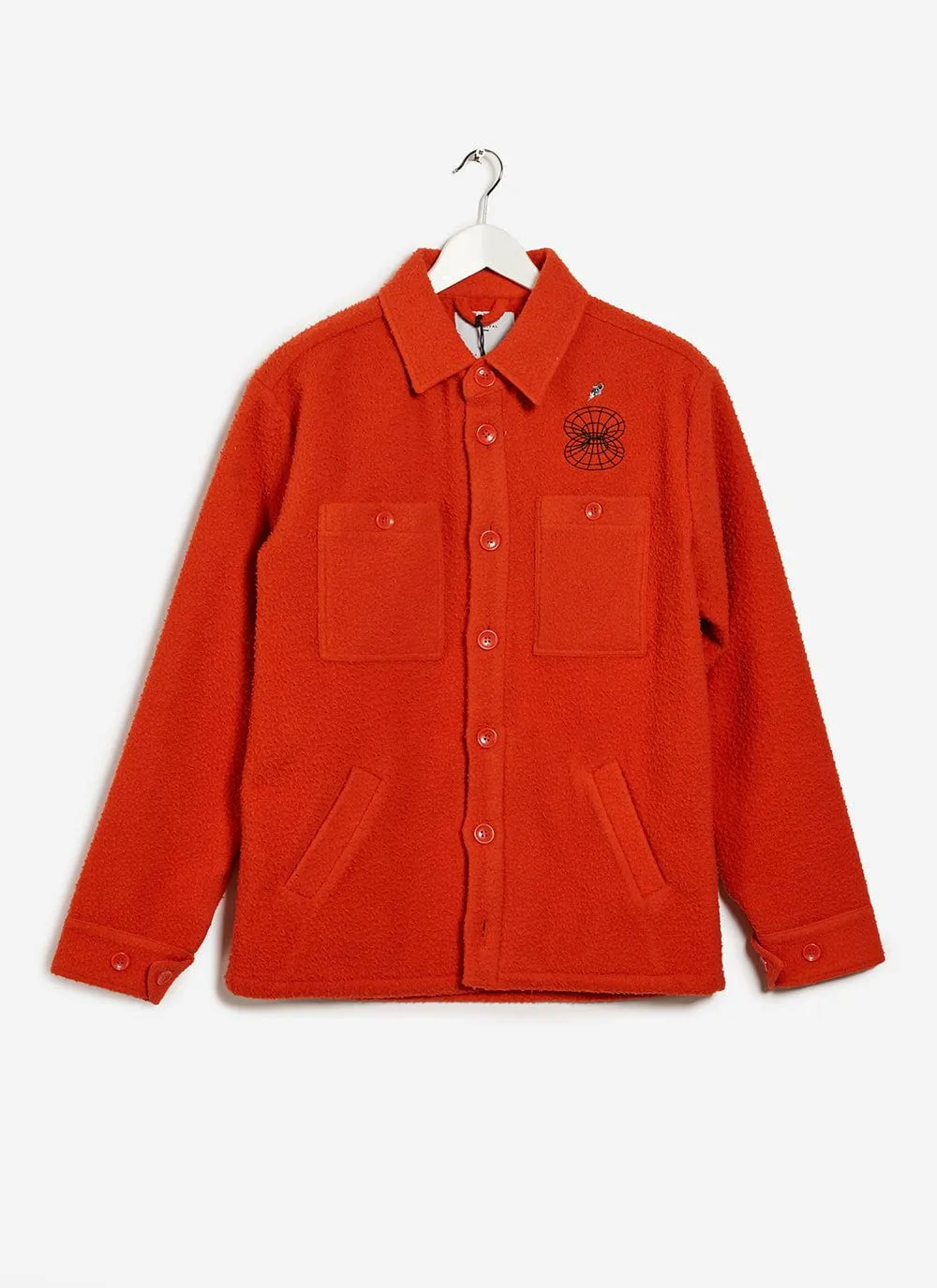 Mystic Hands Embroidered Blanket Overshirt | Casentino Wool | Orange