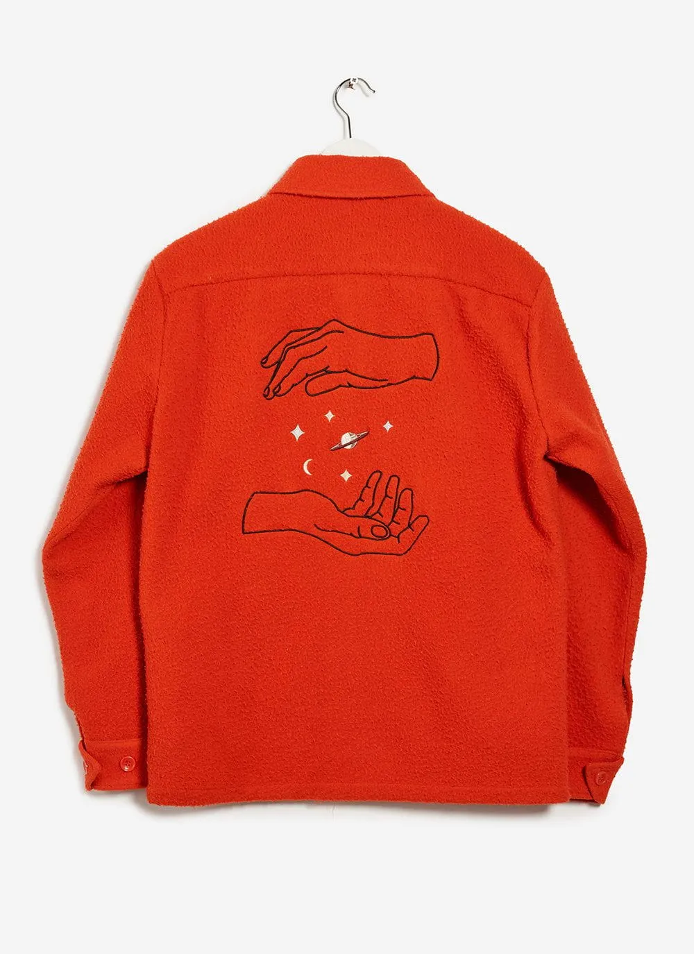 Mystic Hands Embroidered Blanket Overshirt | Casentino Wool | Orange