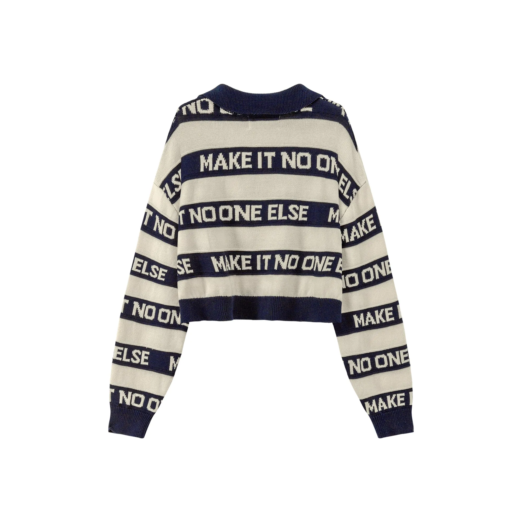 Noe Lettering Open Collar Knit Sweater