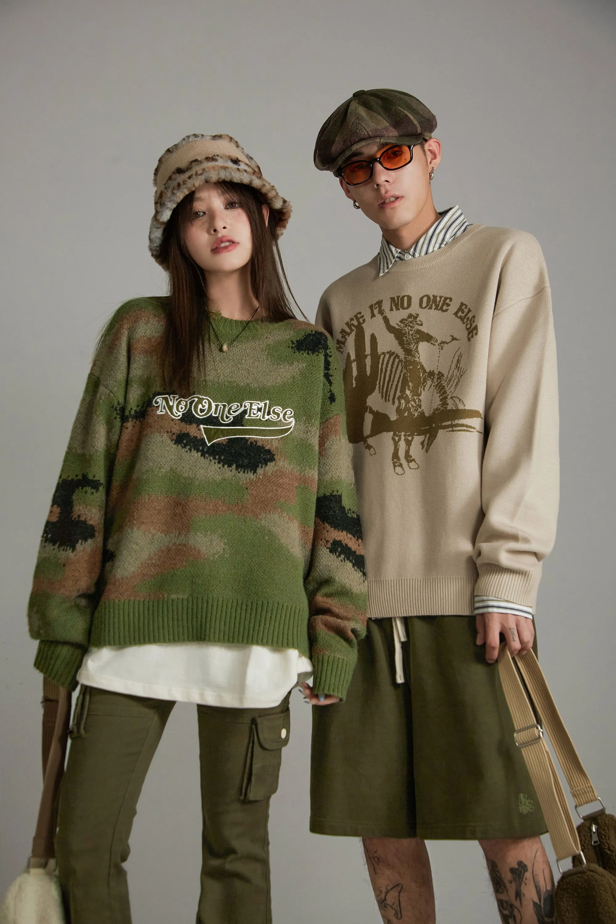 Noe Logo Camouflage Knit Sweater