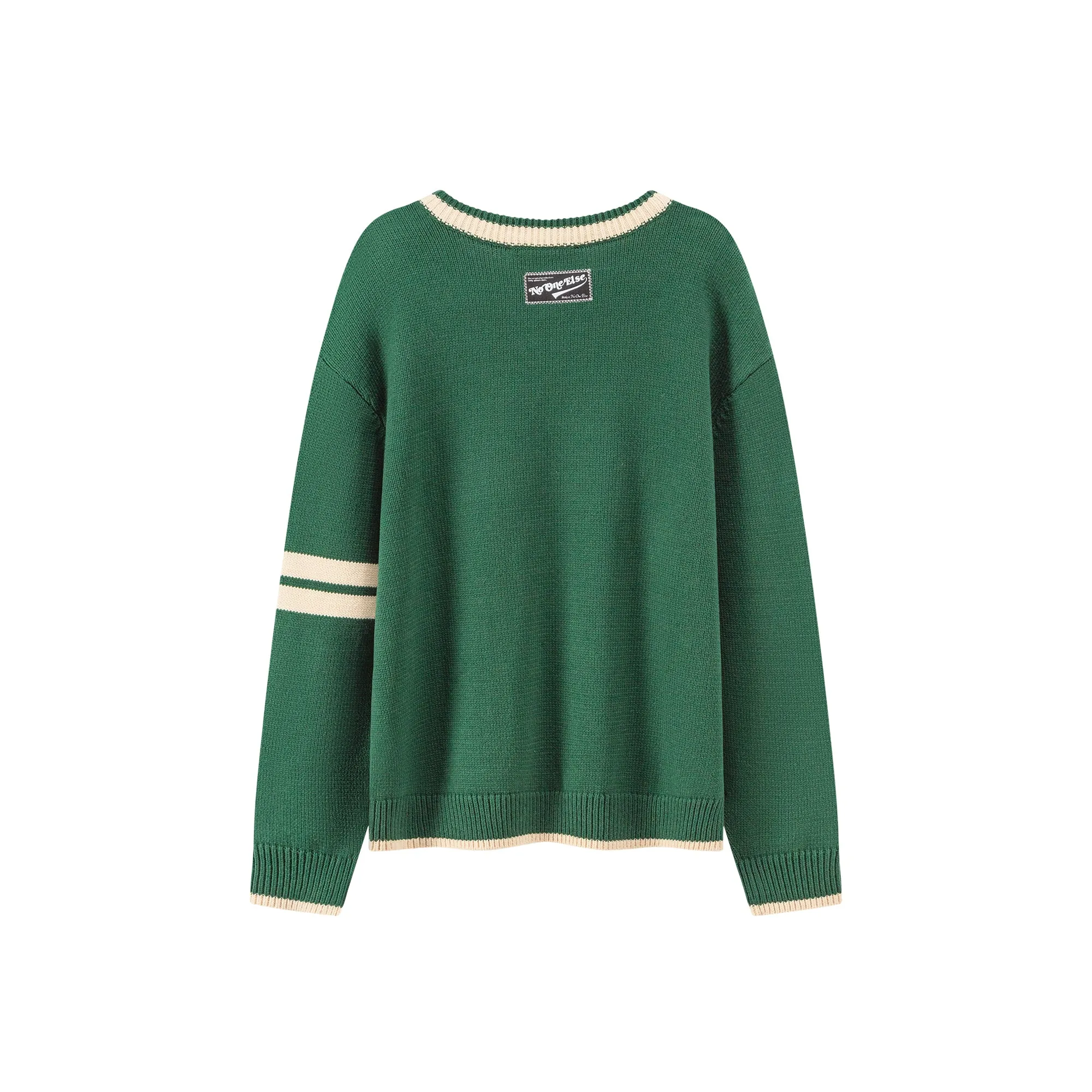 Noe Logo V-Neck Varsity Knit Sweater