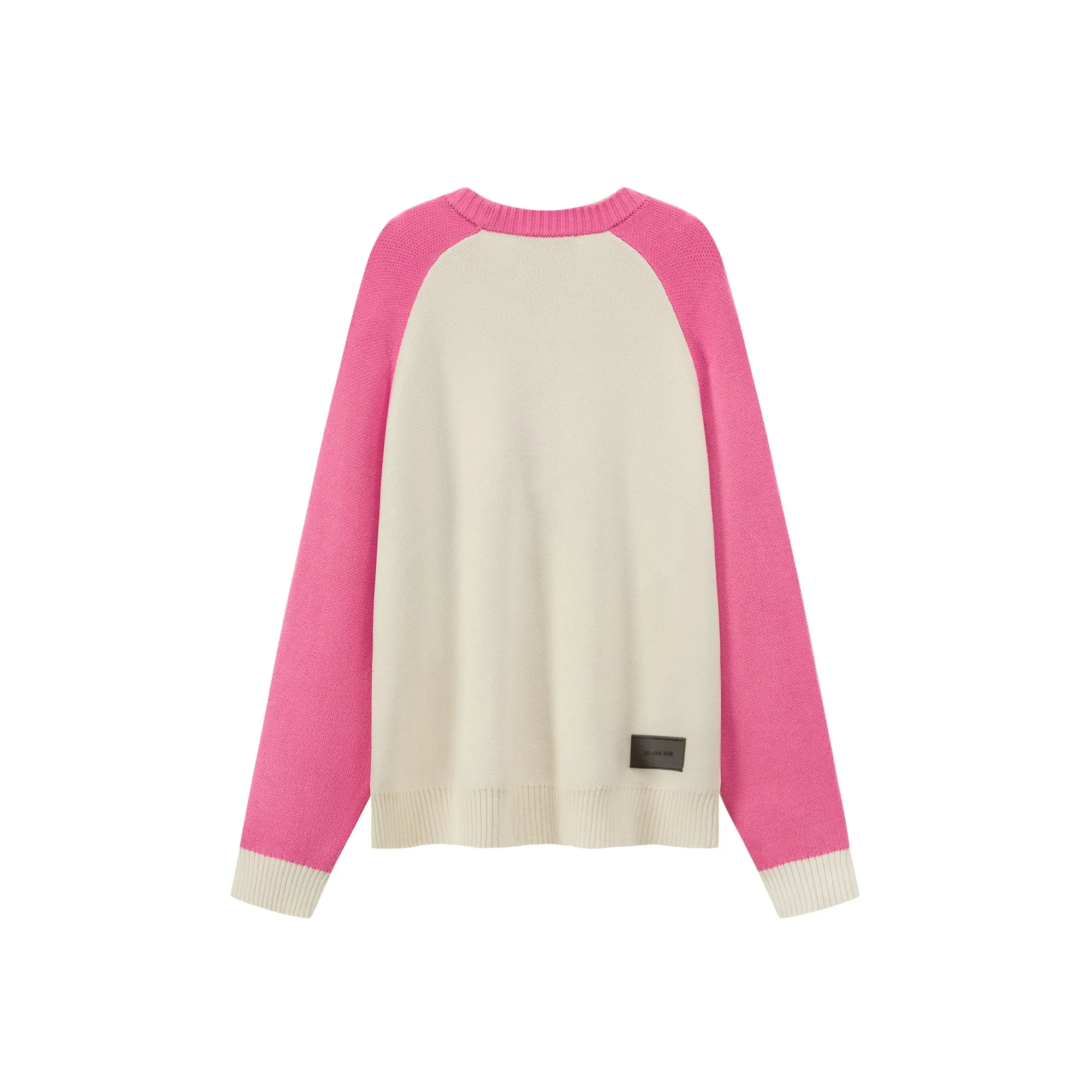 Pattern Color Matching Raglan Knit Sweater