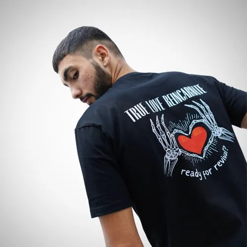 "True Love Reincarnate" Relaxed Black T-Shirt By DemonWear for Him