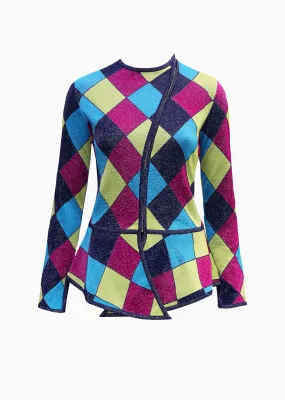 Remi - Asymmetric Zip Jacket with Metallic Geometric Design