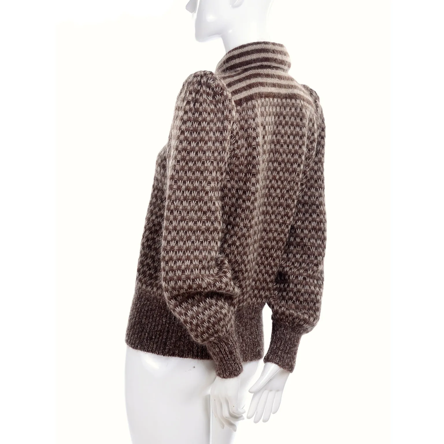 Valentino Attributed Brown & Cream Patterned Vintage Wool Sweater