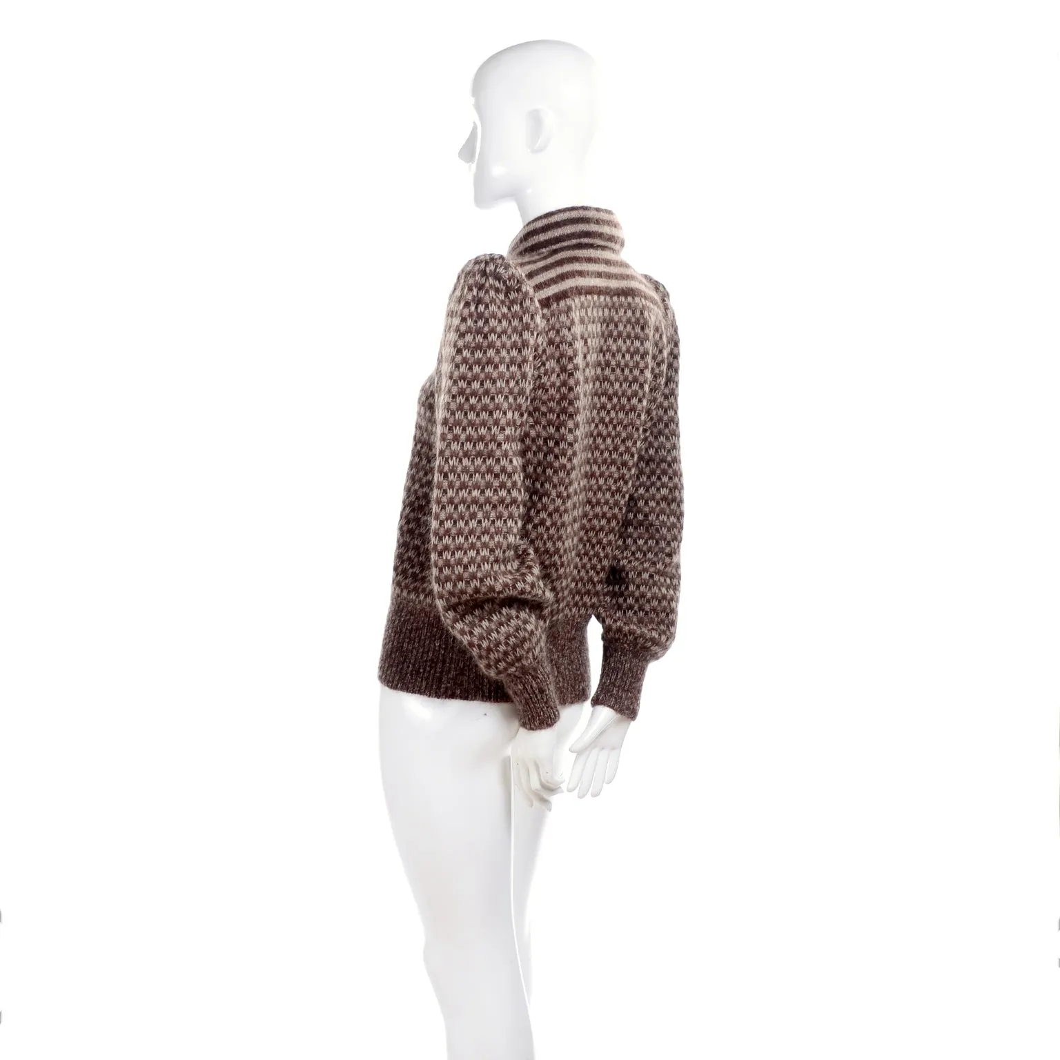 Valentino Attributed Brown & Cream Patterned Vintage Wool Sweater