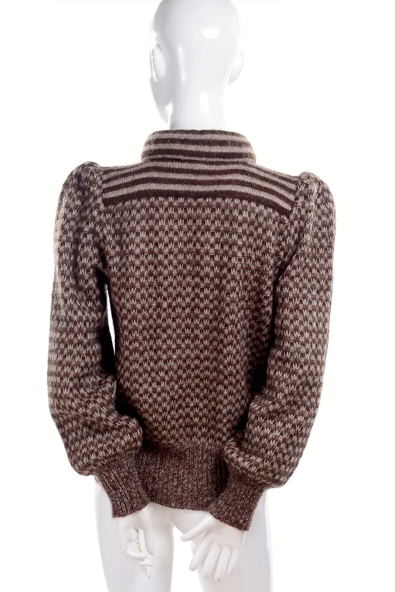 Valentino Attributed Brown & Cream Patterned Vintage Wool Sweater